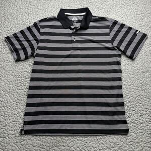 Slazenger Golf Polo Shirt Large Black Striped Performance Stretch Short Sleeve